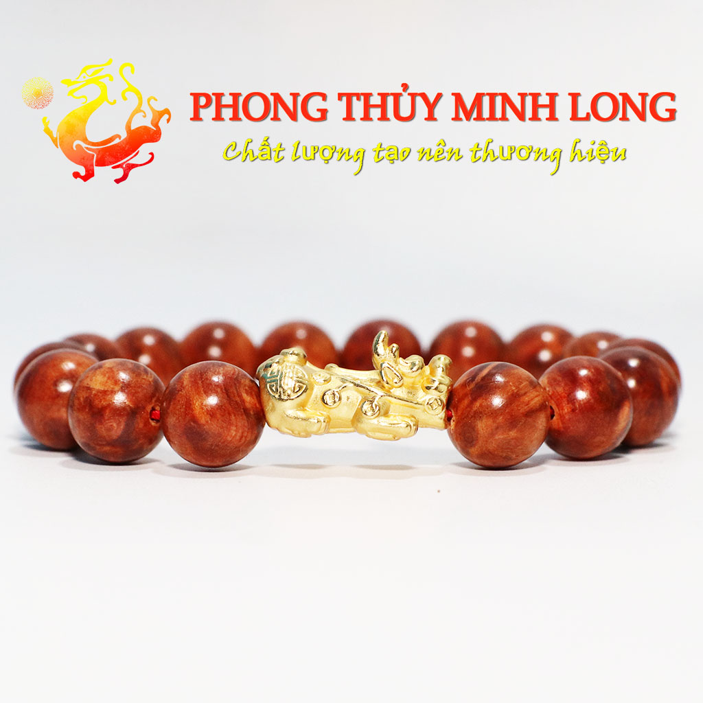 Vòng gỗ Huyết Long mix tỳ hưu vàng