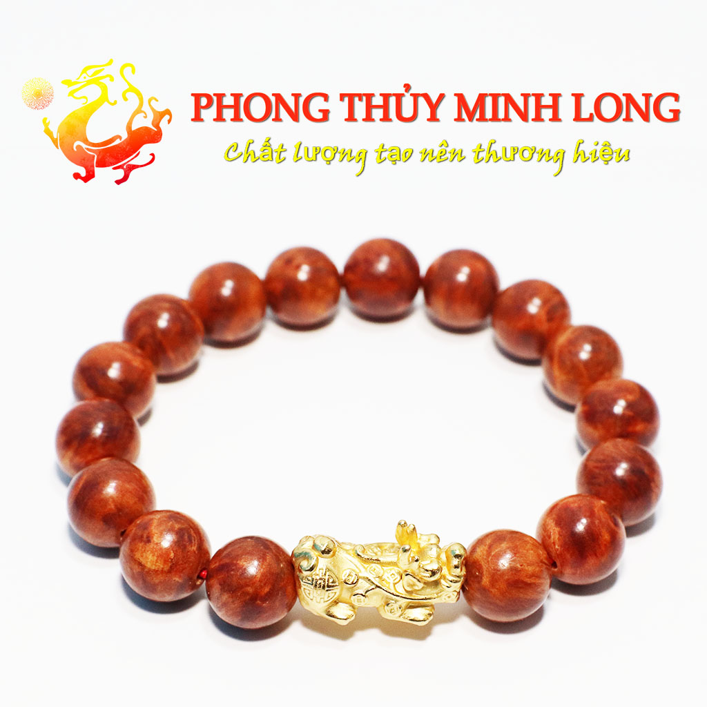 Vòng gỗ nu huyết long mix tỳ hưu vàng