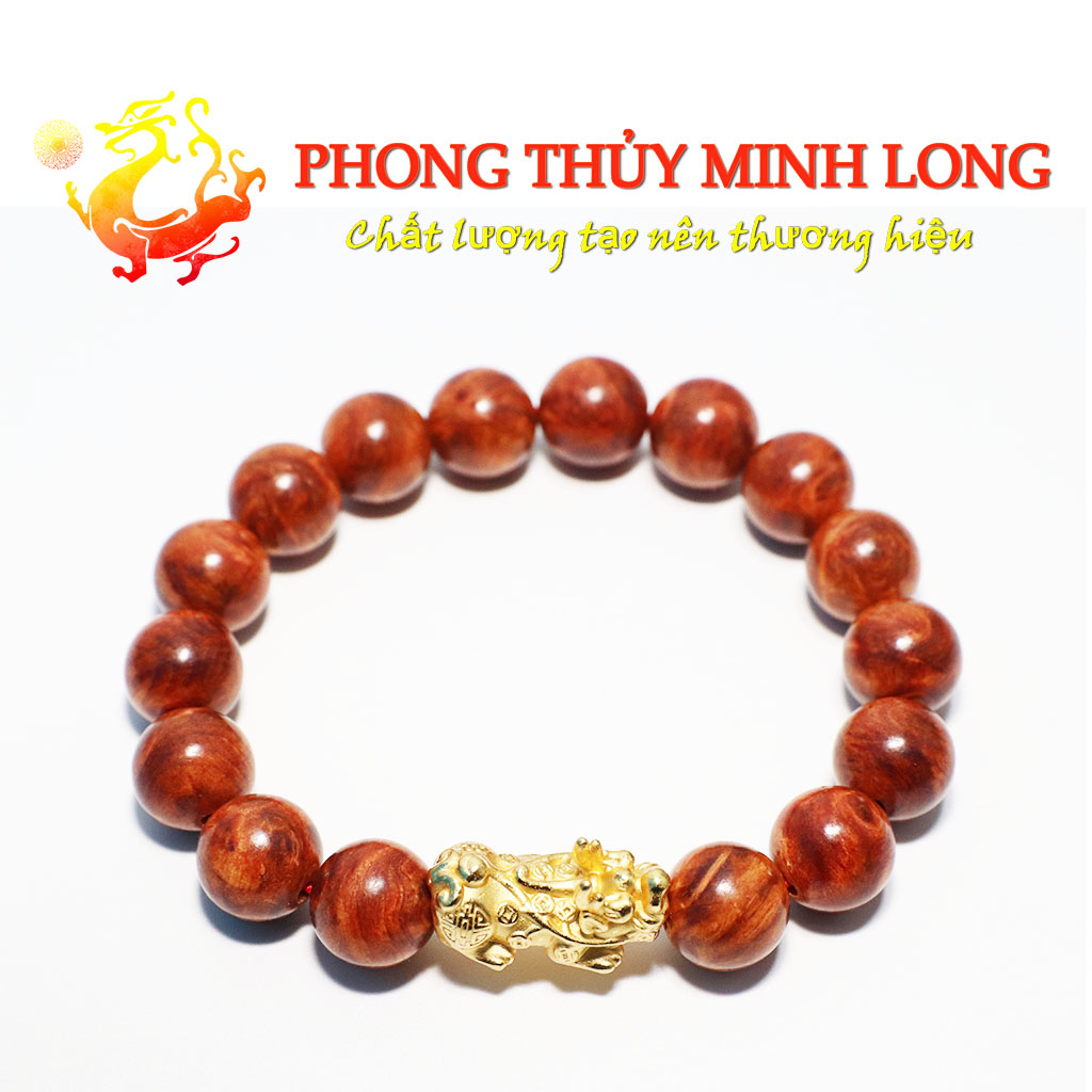 Vòng gỗ nu huyết long mix tỳ hưu vàng