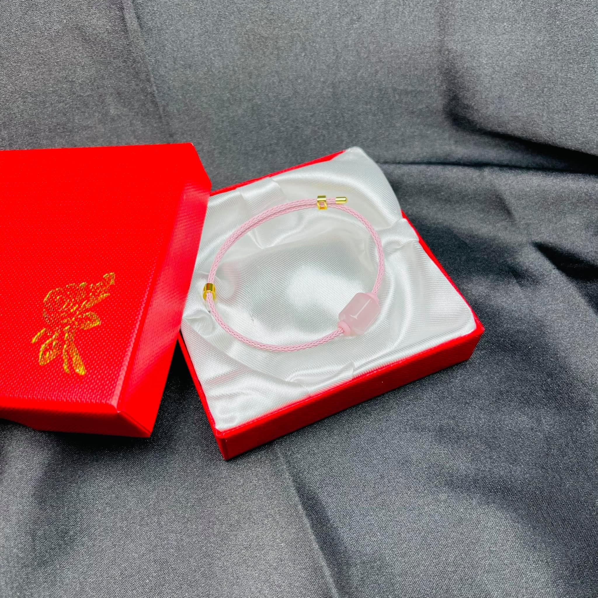 Lắc tay thạch anh hồng dây hồng