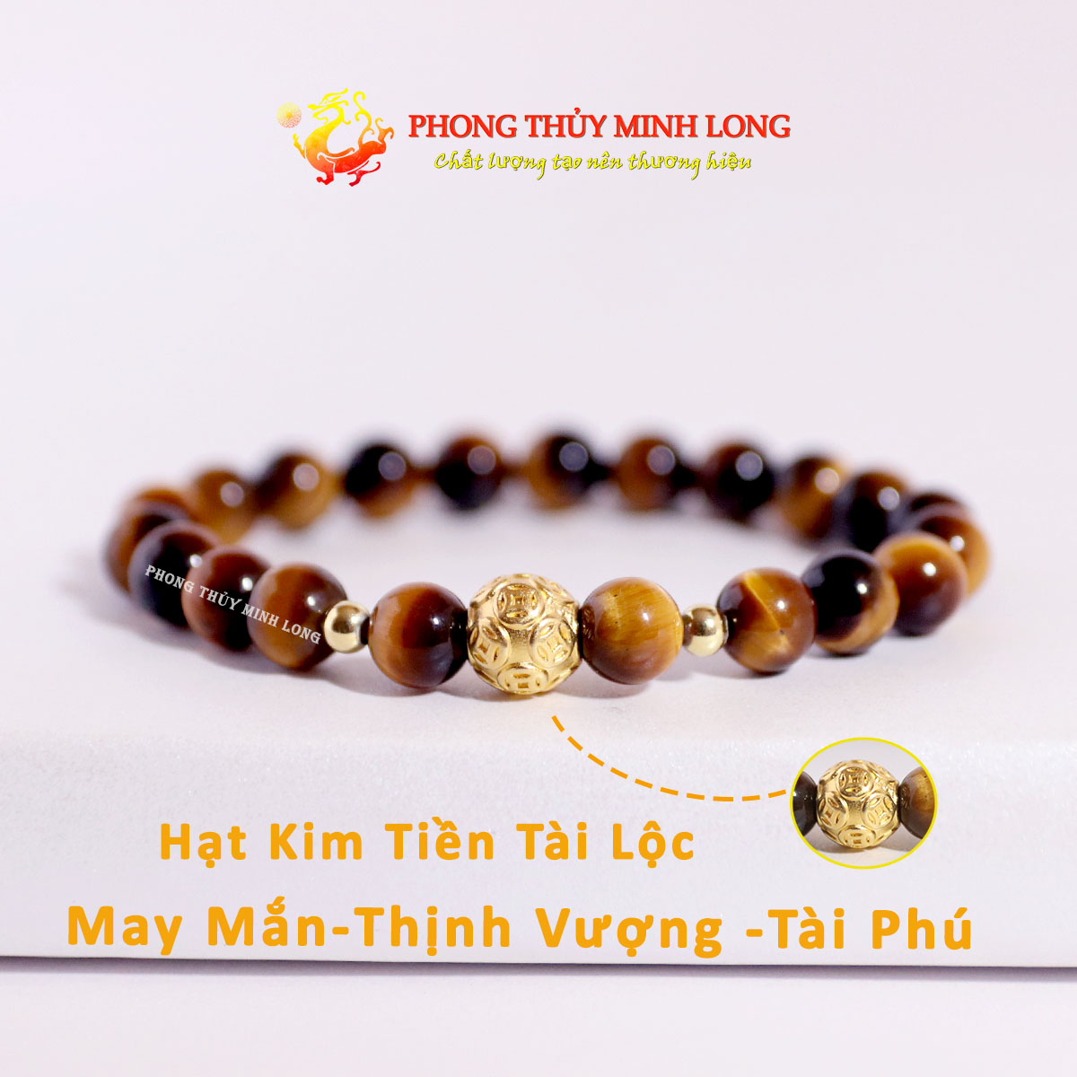 vòng đá mắt hổ vàng nâu mix hat kim tiền vàng 3