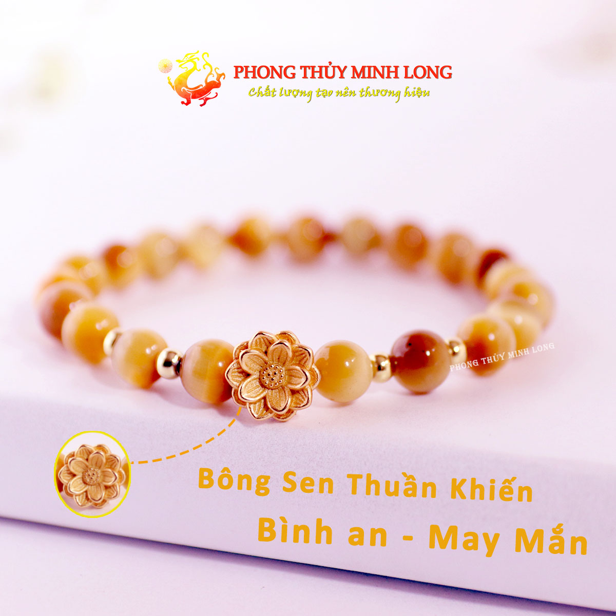 vòng đá mắt hổ vàng tammix bông sen vàng 3